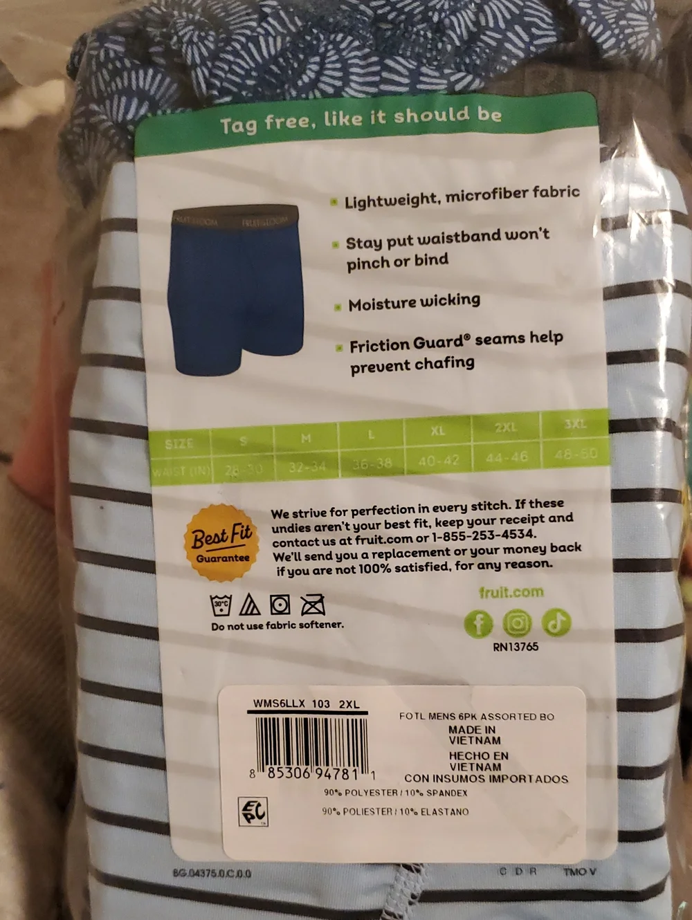 Fruit of the Loom Micro-Stretch Long Leg Boxer Briefs - 2XL - Multi-Color Pack